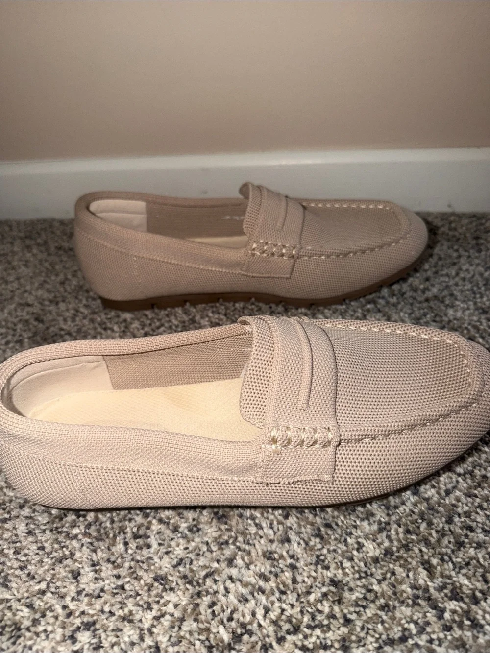 Men's Beige Knit Slip-On Loafers